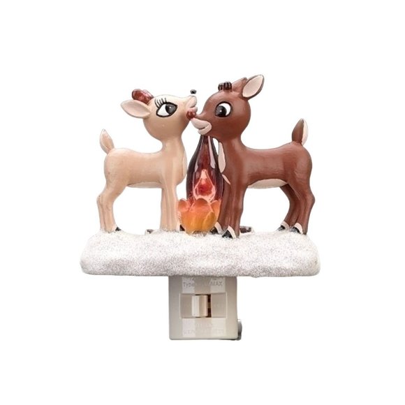 Roman Christmas Rudolph and Clarice Camp Fire Flicker Flame Night Light - Picture 1 of 1